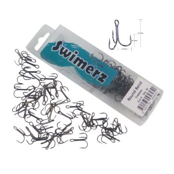 Swimerz Round Bend Trebles Size 4, 50 pack