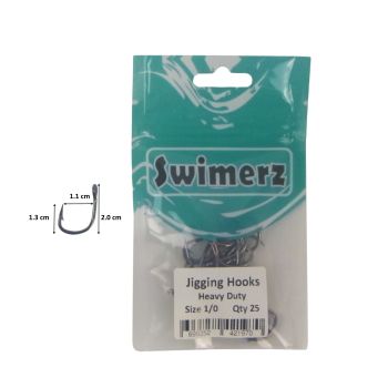 Swimerz 1/0 Heavy Duty Jigging Hooks 25 pack