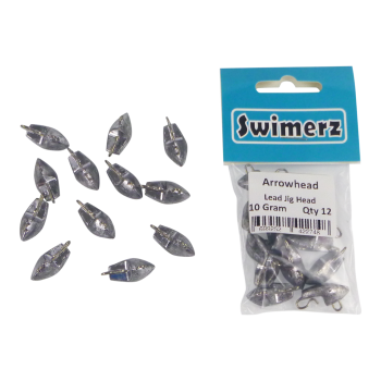 Swimerz 10gm Arrowhead Jig Head, 3/8oz, Lead, Qty 12