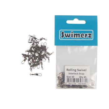 Swimerz Rolling Swivel w Interlock Snap, Size 10, 45 pack