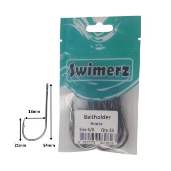 Swimerz 6/0 Baitholder Hook, Qty 25