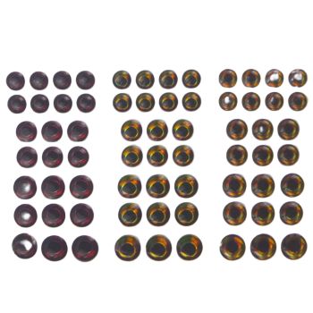 Artizan Molded Lure Eyes, 7, 8, 9, 10mmD, 3 Colours, Qty 69