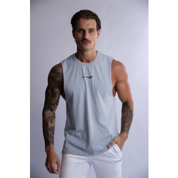 HARD HITTERS MEN'S CREW COTTON TANK STEEL BLUE LARGE
