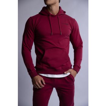 HARD HITTERS SLIM FIT TERRY HOODIE BURGUNDY SMALL