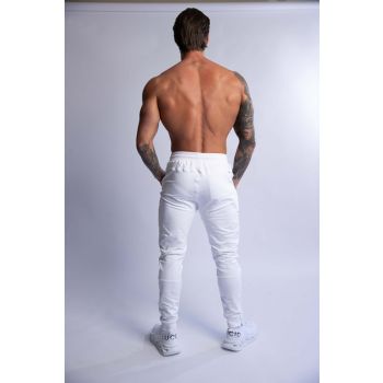 HARD HITTERS SLIM FIT TERRY JOGGERS WHITE LARGE