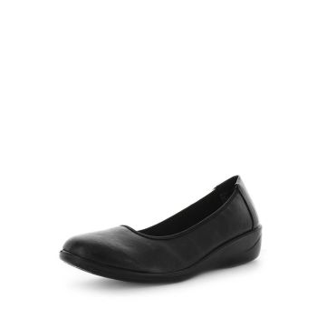 AEROCUSHION Women's MARTI Flats Black Smooth Shoe 5US