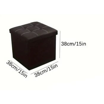 NNETM Faux Leather Storage Ottoman - Black, 55L