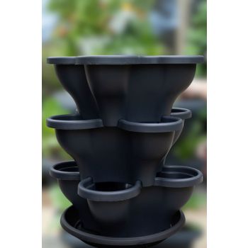 Single 3 Tier Large Verandah Planter - Charcoal