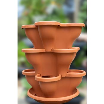 Single 3 Tier Large Verandah Planter - Terracotta