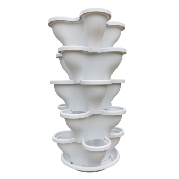 Single 5 Tier Large Verandah Planter - Stone White