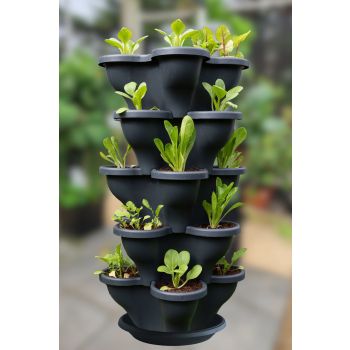 Single 5 Tier Extra Large Verandah Planter - Charcoal