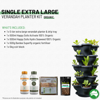 Single 5 Tier Extra Large Verandah Planter Garden Kit (Inc Coir, A & B Nutrient and Bardee Superfly Organic Booster) - Terracotta