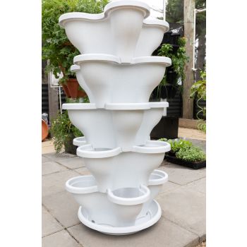 Single 5 Tier Extra Large Verandah Planter - Stone White