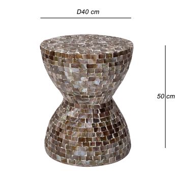 TONED MOTHER OF PEARL STOOL/SIDE TABLE