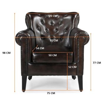 CHOCOLATE LEATHER ARMCHAIR