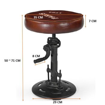 INDUSTRIAL PARIS WIND UP CAST IRON BAR STOOL