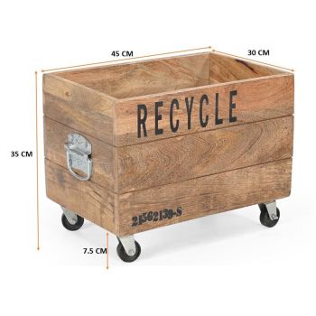 INDUSTRIAL RECYCLE BASKET ON CAST IRON WHEELS