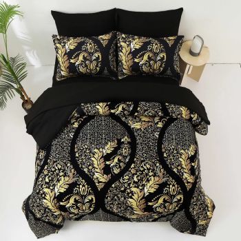 Regal Elegance Black and Gold 3 Pc Comforter & Pillow Cover Set KING