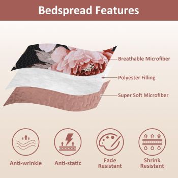 Botanical Evergreen Floral Cozy 3 Pc Bedspread & Pillow Cover Set