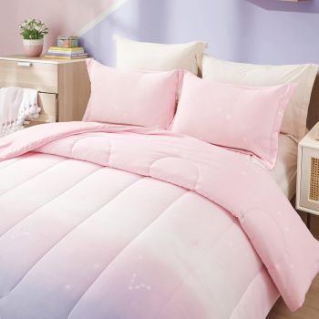 Girls Comforter Set, King Size, Ombre Pink Purple Rainbow 3-Piece Bedding Collection