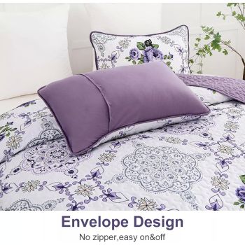 Kaleidoscopic Quilted coverlet and pillowcovers set: Burst of Colors - Queen size