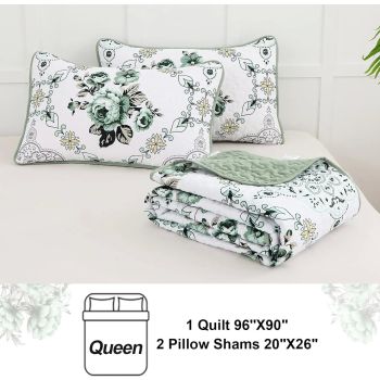 Exquisite Quilted Bedspread and Pillowcases Set: A Touch of Elegance for Your Space - Queen size