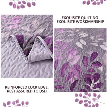 Luxurious Orchid patchwork Plaid 3 Pc Bedspread & Pillow Cover Set