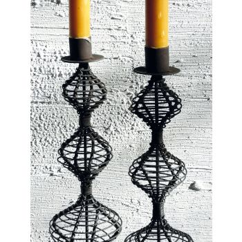casa-verde-wire-candlestick-dakar-antique-rust-30cm