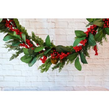 Berry Cedar Garland Red Green 180cm X3440