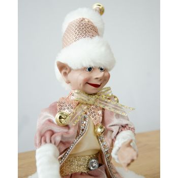 LUXURY CHRISTMAS ELF PINK GOLD 51CM