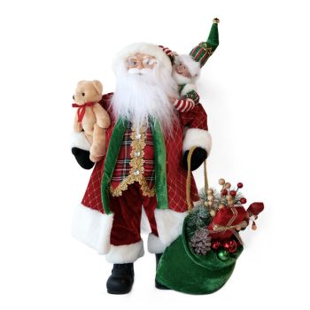 LUXURY SANTA WITH BEAR & ELF 61CM