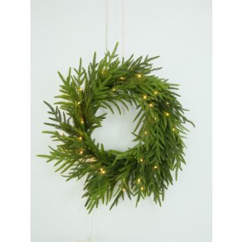 PINE WREATH WITH LED USB POWERED 61CM