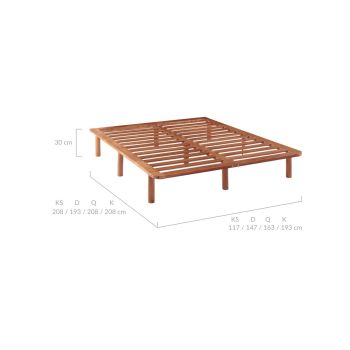 Bondi Wooden Pinewood Bed Base in Walnut - Queen