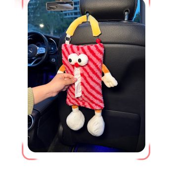 Red Striped Tissue Holder for Car - Fun Design