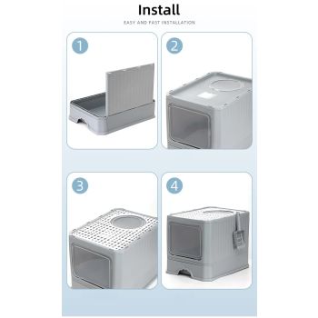 Top-Entry Cat Litter Box with Drawer-Enclosed Design, Easy Clean, Odor Control, Anti-Tracking Lid Yellow