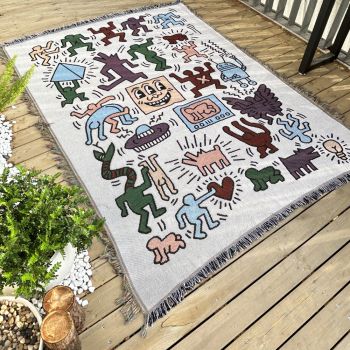 2pcs pack set 180*180cm Bohemian Picnic Blanket, Waterproof Camping Blanket, Outdoor Rug for Camping, Picnic, Beach  