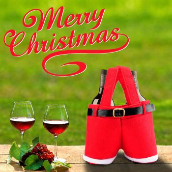 6pcs Small one Christmas Decoration Supplies, Christmas Pants, Gift Bags, Small Pants Candy Bags, Tote Bags, Wine Bottle Sets, Coke Bags  