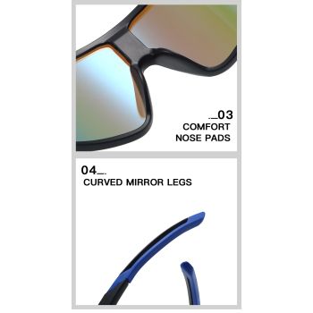 Fashionable Sports Sunglasses with Colorful Mirror Lenses - UV400 Protection for Cycling & Outdoor Activities  BLACK