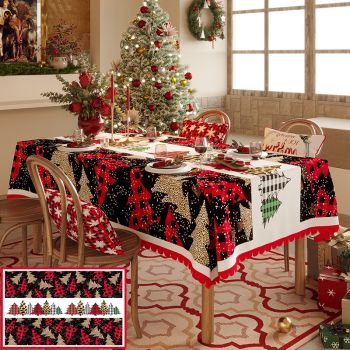 Christmas Tree Pattern Tablecloth - Festive Holiday Dining Table Cover  140*220cm