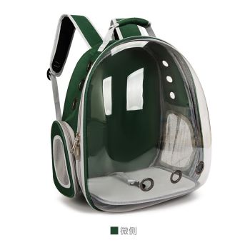 Green Pet Carrier Backpack with Transparent Window