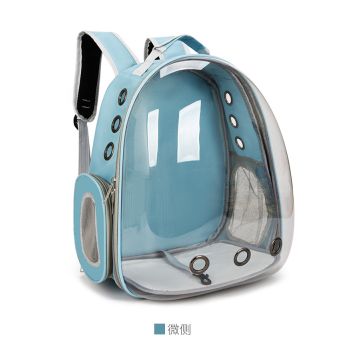 Light Blue Pet Carrier Backpack with Transparent Window