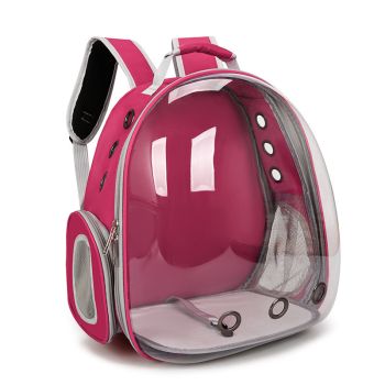 Rose Red Pet Carrier Backpack with Transparent Window