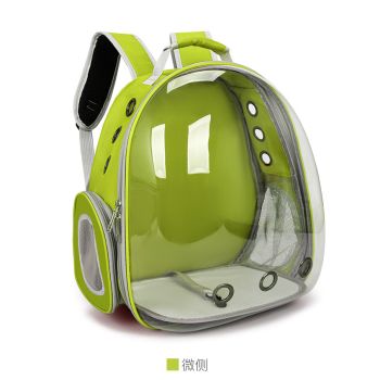 Green Red Pet Carrier Backpack with Transparent Window