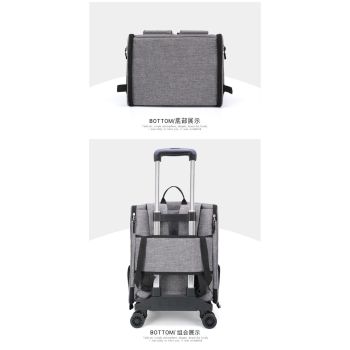 Grey 3-in-1 Pet Carrier: Rolling Backpack with Collapsible Design