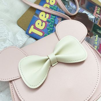 Adorable Bow Bear Crossbody Bag for Kids - Pink Shoulder Bag 18*17*8cm