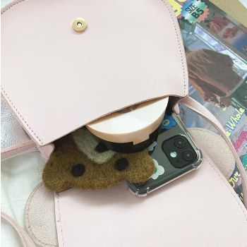 Adorable Bow Bear Crossbody Bag for Kids - Purple Shoulder Bag 18*17*8cm