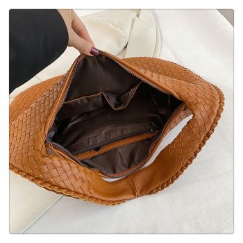 Luxury Woven Leather Hobo Bag - Elegant Shoulder Tote 34*21cm (khaki)