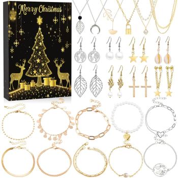 Elegant Jewelry Advent Calendar - Necklaces, Earrings, and Bracelets Gift Set