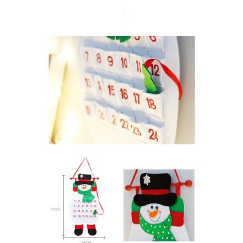 Snowman Advent Calendar - Felt Christmas Countdown with 24 Pockets for Kids, Wall Hanging Decor