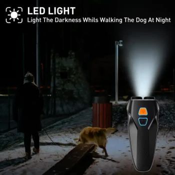 Black Handheld Ultrasonic Dog Trainer with Dual Mode | Training & Deterrent Device with LED Light 